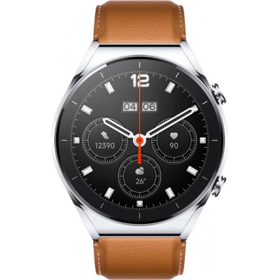 Xiaomi Watch S1 Stainless Steel 46mm (Silver / Brown Leather Strap & Grey Fluororubber Strap)